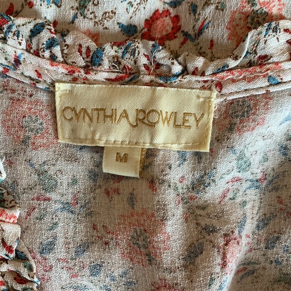 CYNTHIA ROWLEY Floral Sleeveless Blouse Medium - Picture 5 of 7
